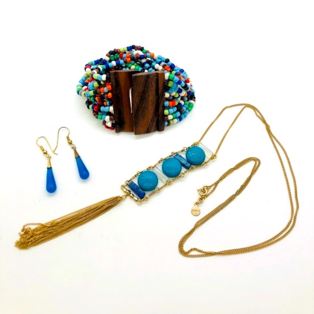 Vintage Blue Bead Jewelry Lot